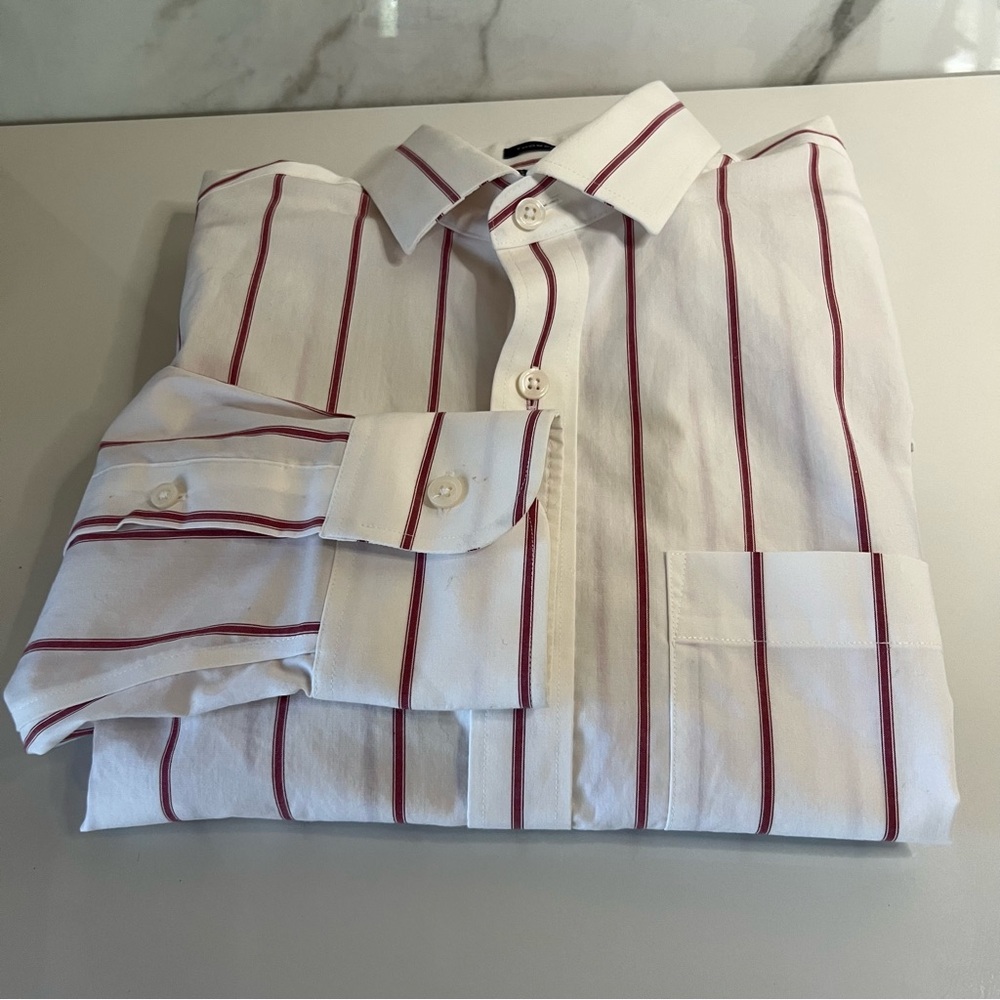 J. Crew Men's Dress Shirt with Red Stripes